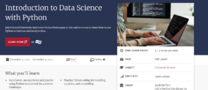 Introduction to Data Science with Python free course