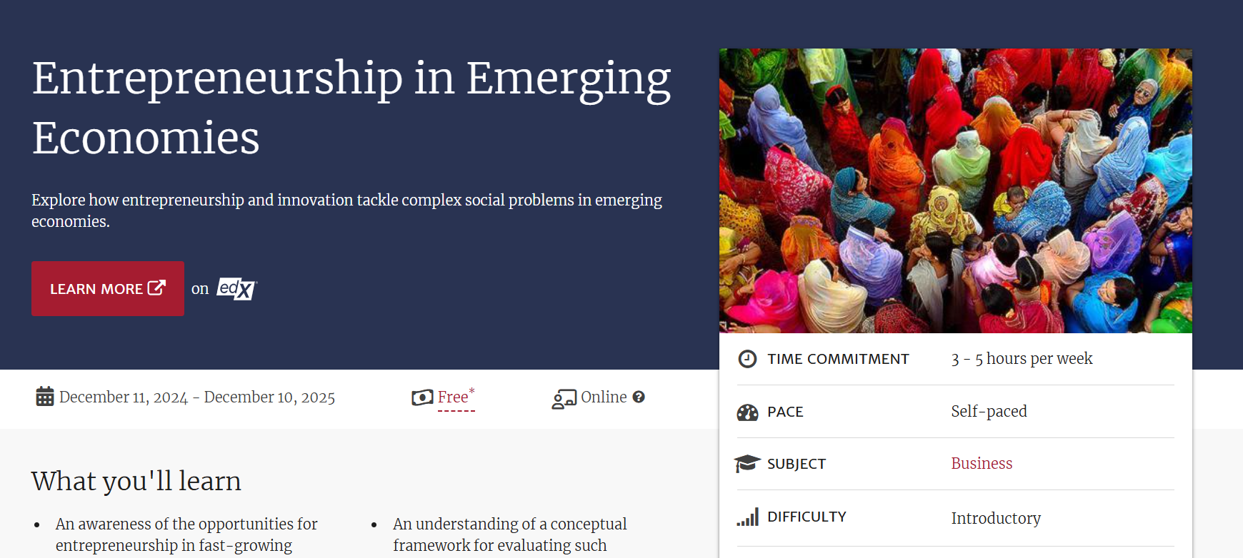 Entrepreneurship in Emerging Economies free course