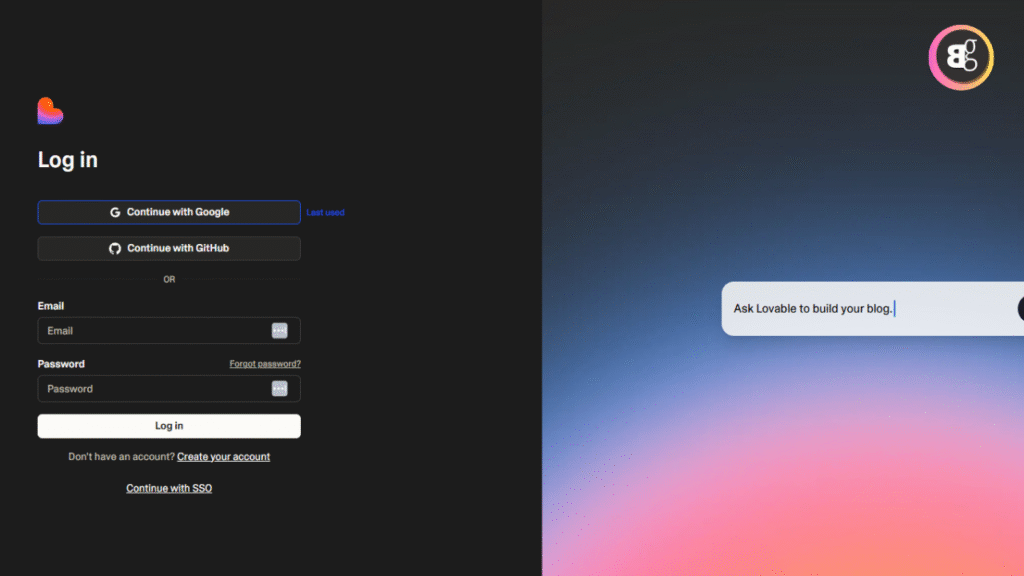 Lovable AI and create an account.