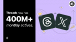 Meta’s Threads hits 400M users, closing in on X’s reach.