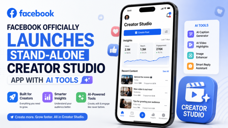 Facebook officially launches stand-alone Creator Studio app with AI tools