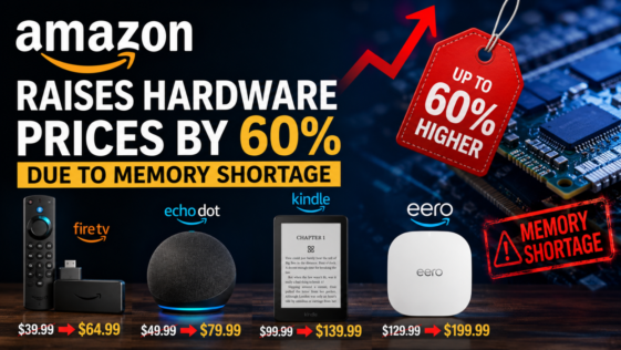 Amazon Raises Hardware Prices by 60% Due to Memory Shortage