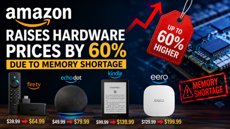Amazon Raises Hardware Prices by 60% Due to Memory Shortage