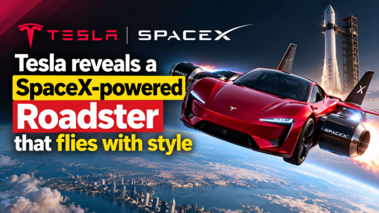 Tesla reveals SpaceX-powered Roadster that flies with style